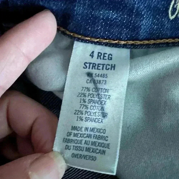 Vintage American Eagle Stretch Skinny Flare Size 4 Blue Denim Raw Hem - Picture 4 of 8